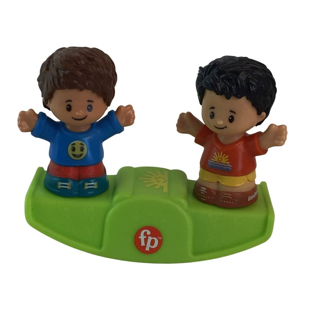 Fisher Price Little People Two Boy Figures w/Green Teeter Totter Seesaw - Picture 1 of 11